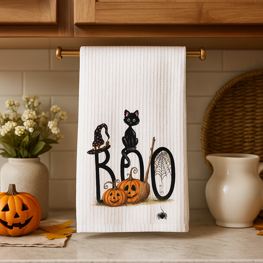 The Witchy Whiskers Tea Towel