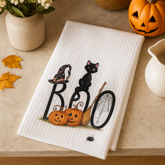 The Witchy Whiskers Tea Towel