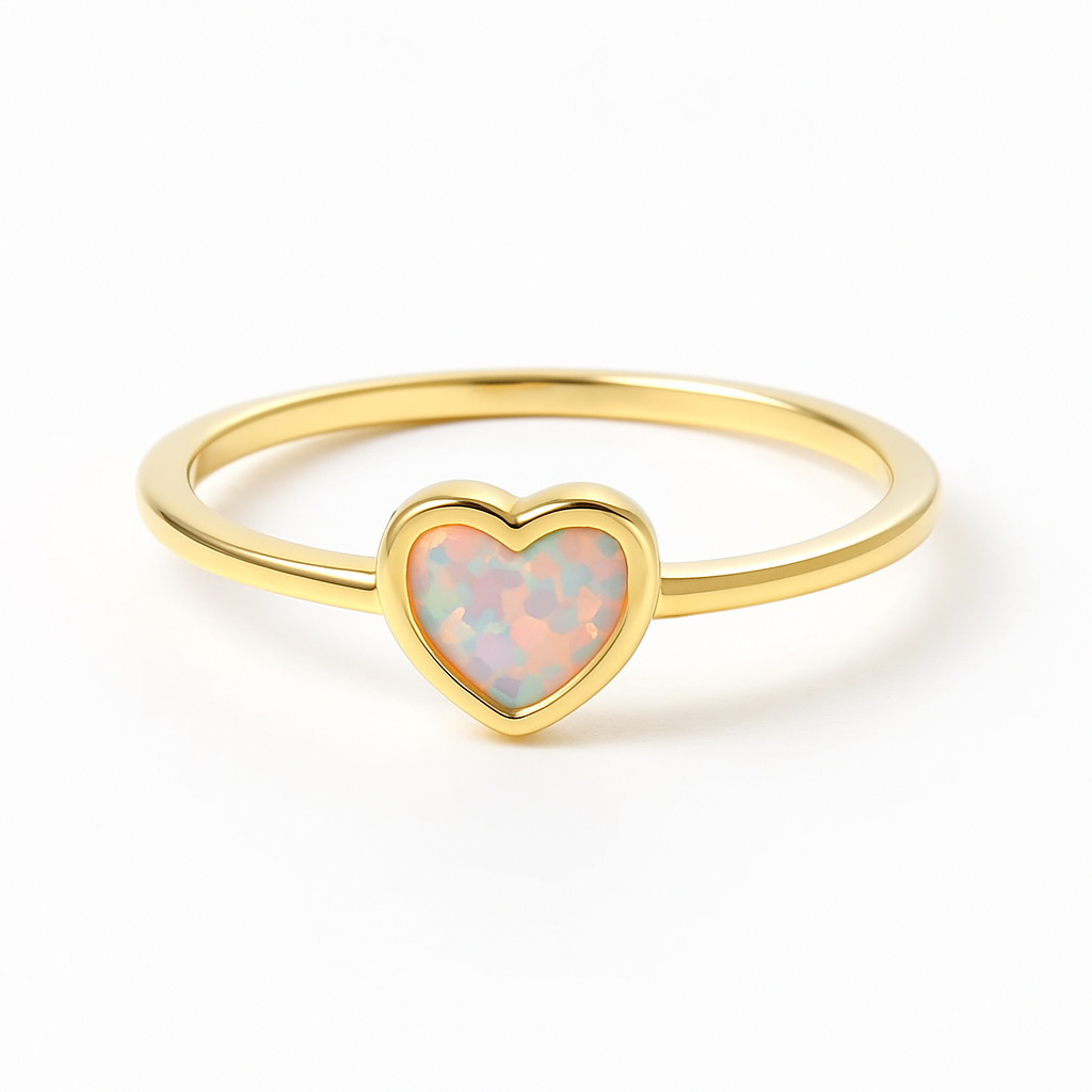 Celestine Opal Heart Ring