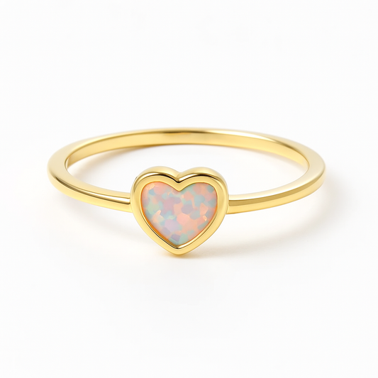 Celestine Opal Heart Ring