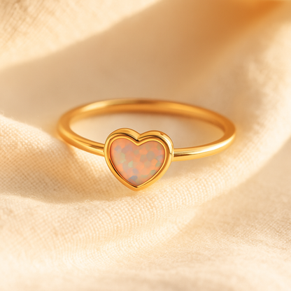 Celestine Opal Heart Ring