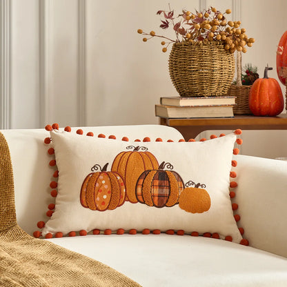 Pumpkin & Plaid Pillow Covers