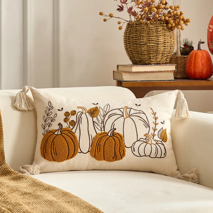 Pumpkin & Plaid Pillow Covers