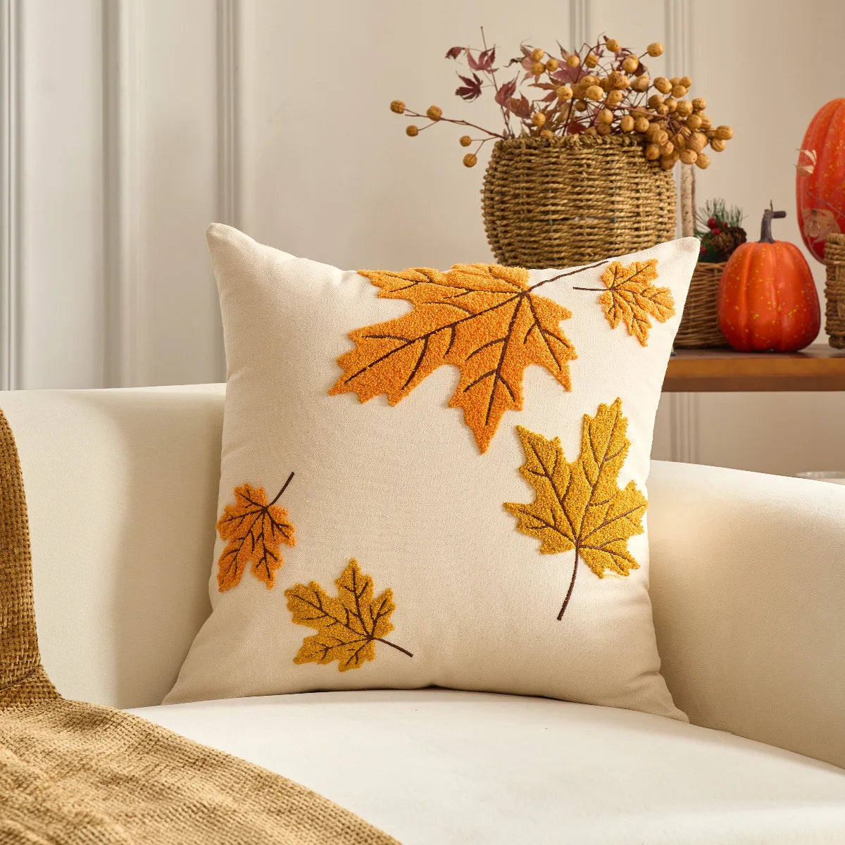 Pumpkin & Plaid Pillow Covers