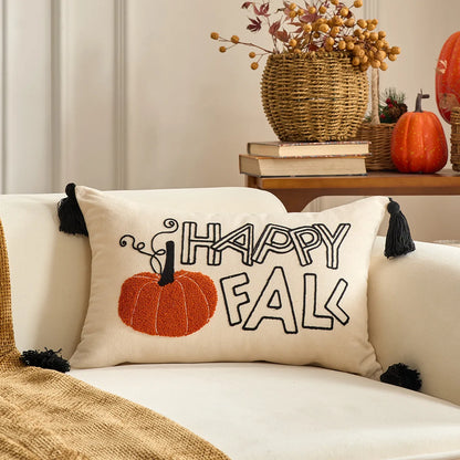 Pumpkin & Plaid Pillow Covers