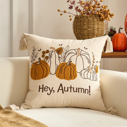 Pumpkin & Plaid Pillow Covers