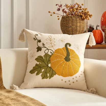 Pumpkin & Plaid Pillow Covers