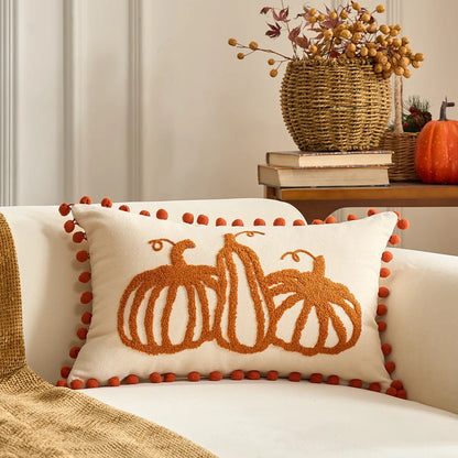 Pumpkin & Plaid Pillow Covers