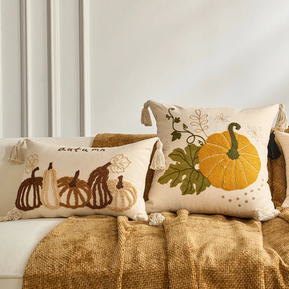 Pumpkin & Plaid Pillow Covers